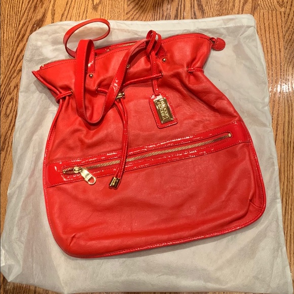 Badgley Mischka genuine red leather tote bag - Picture 2 of 8